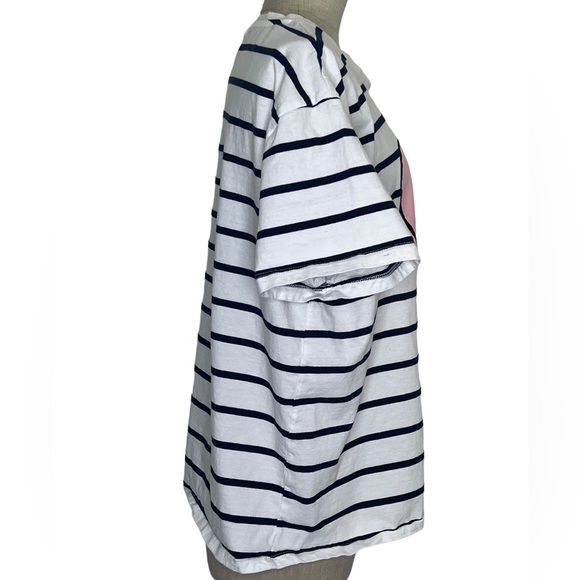 Friends TV Series Womens Tshirt White Blue Striped Short Sleeve Plus Size Heart - Picture 8 of 12